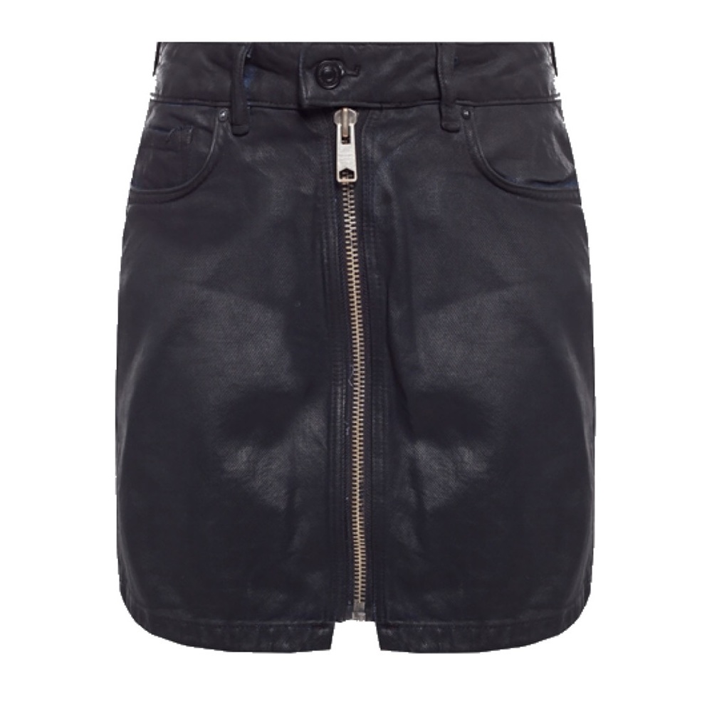 Leather looking jean skirt with zipper